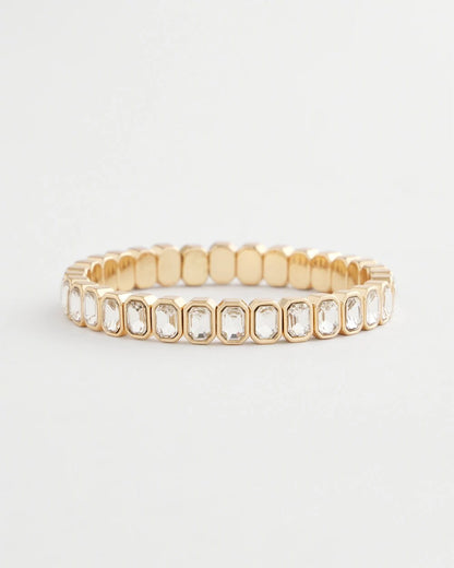 Chico's Gold Bezel Set Stretch Tennis Bracelet