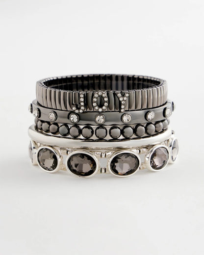 Chico's Hematite Rhinestone Tone Bangle