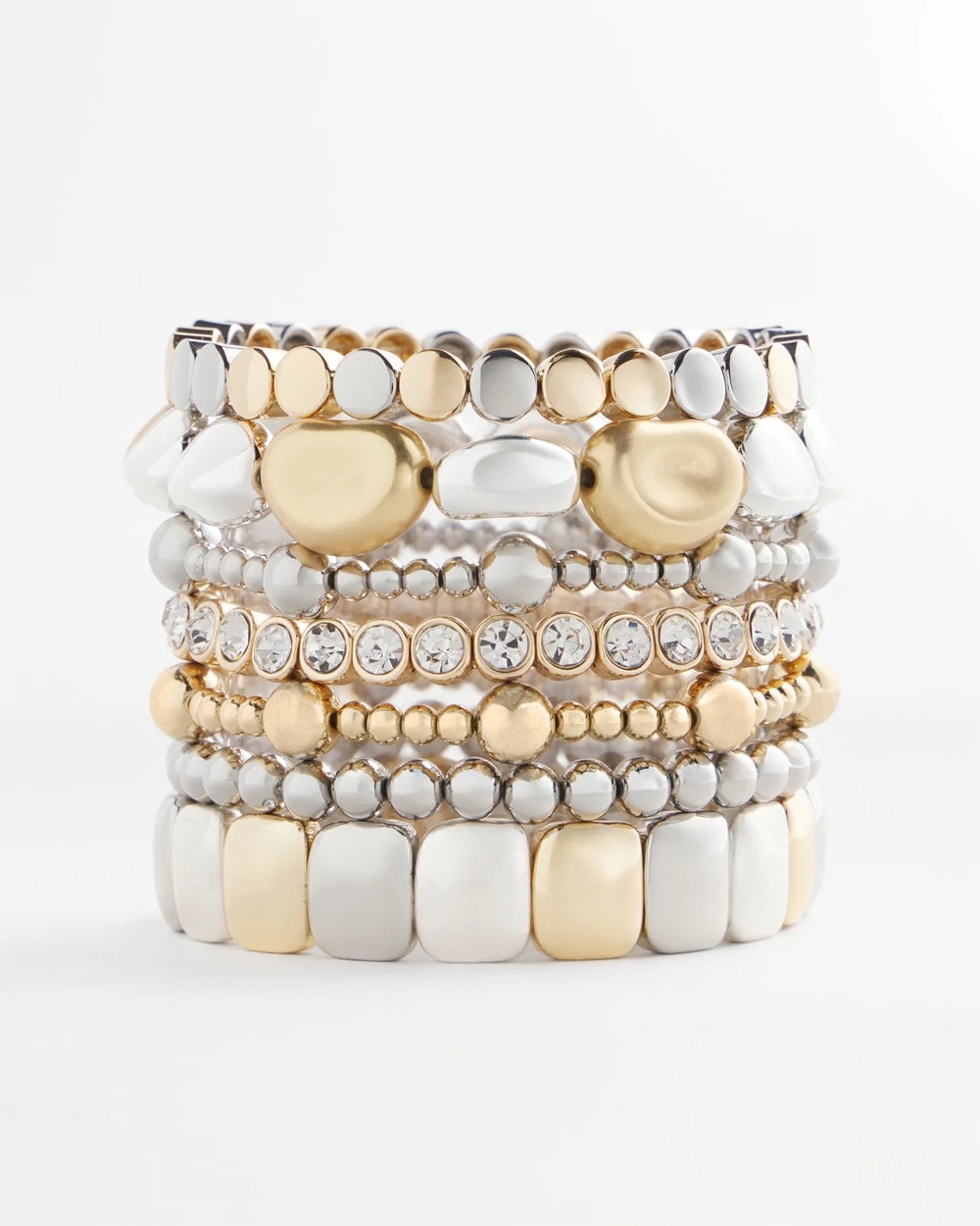 Chico's Gold & Silver Tone Beaded Stretch Bracelet