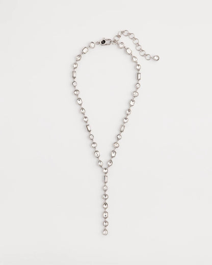 Chico's Bezel Set Silvertone Y-Necklace