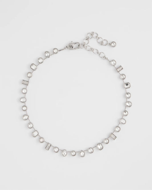 Chico's Bezel Set Short Silvertone Necklace