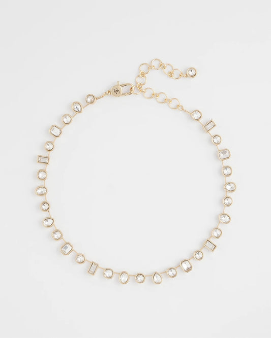 Chico's Bezel Set Short Goldtone Necklace