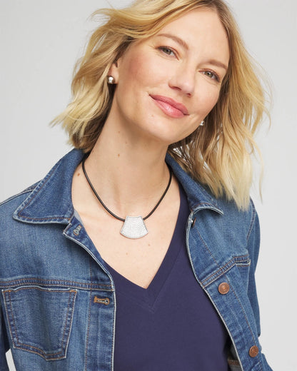Chico's Silver Glitz Pendant Necklace