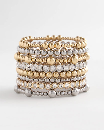 Chico's Gold-tone Small Bead Stretch Bracelet
