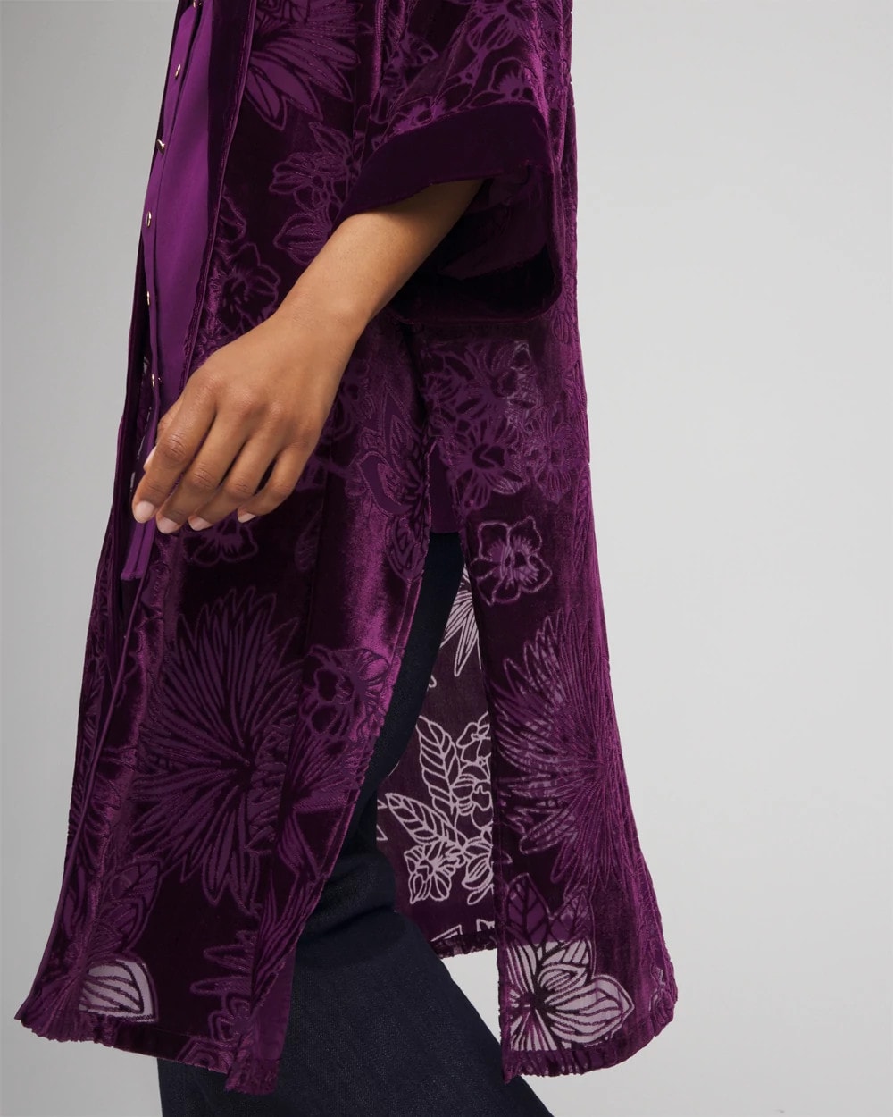 Chico's Floral Burnout Kimono