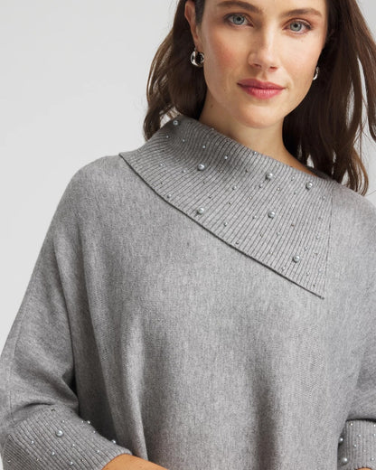 Chico's Embellished Sweater Poncho