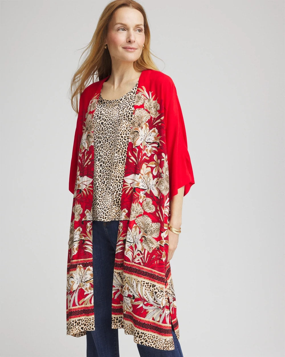Chico's Art Nouveau Long Kimono