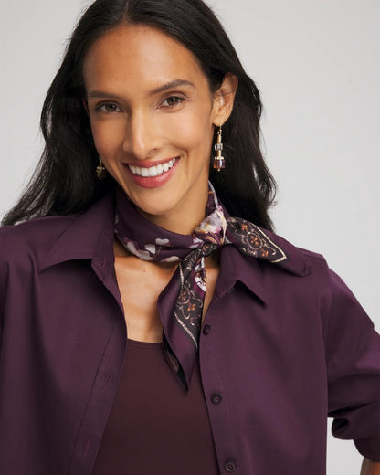 Chico's Frosty Floral Square Neckerchief Scarf