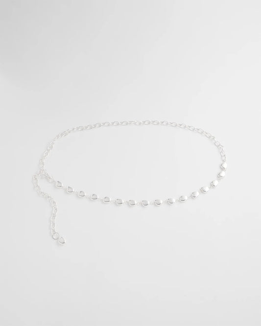 Chico's Silvertone Pebble Chain Belt