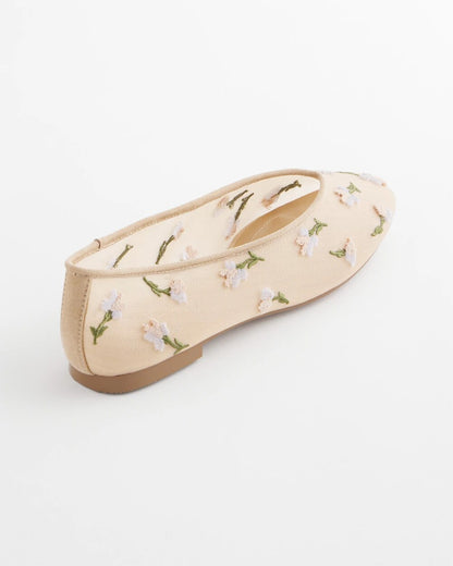 Chico's Orchid Embroidered Ballet Flats