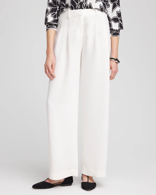 Chico's Petite Crepe Pleated Relaxed Pants