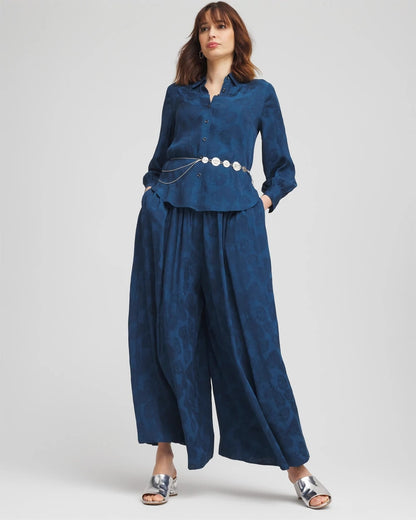Chico's Petite Jacquard Culotte Wide-Leg Pants