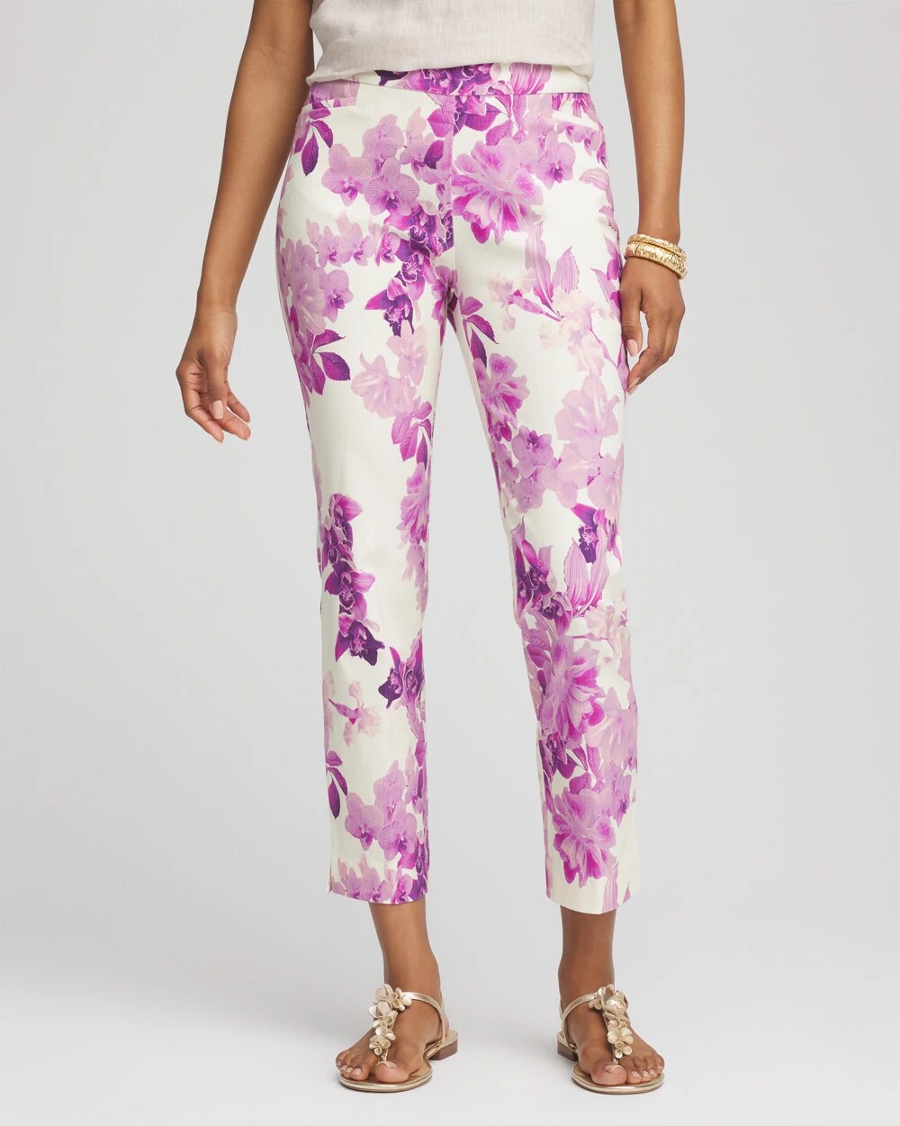 Chico's Petite Floral Brigitte™ Pull-On Slim Cropped Pants