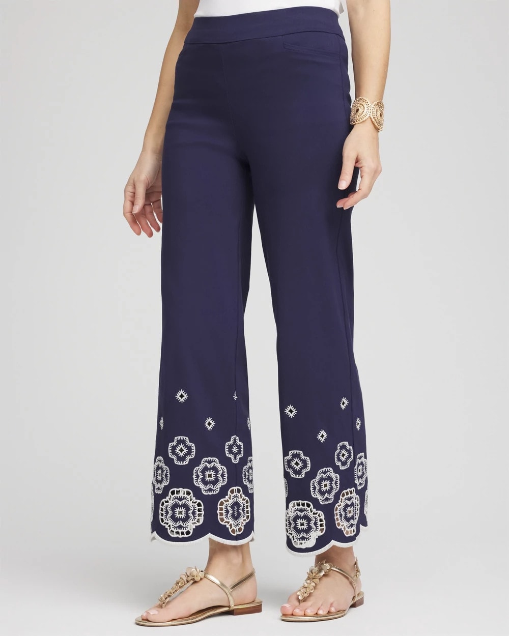 Chico's Petite Brigitte™ 180 Embroidered Wide-Leg Cropped Pants