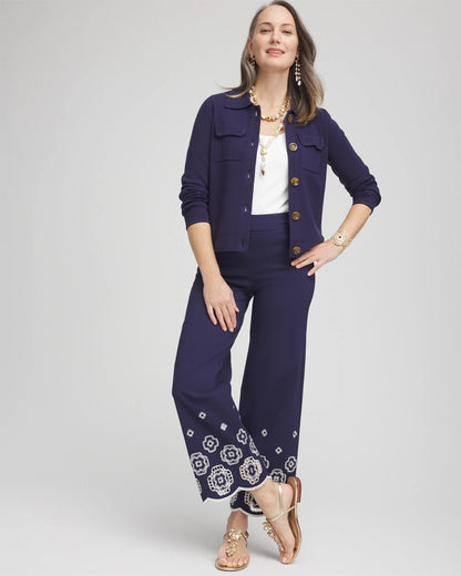 Chico's Petite Brigitte™ 180 Embroidered Wide-Leg Cropped Pants