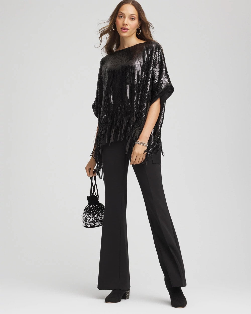 Chico's Petite Crepe Flared Trouser Pants