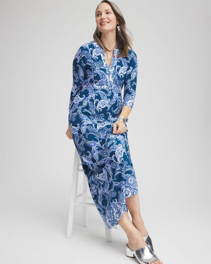 Chico's Petite Long Sleeved Jersey Maxi Dress