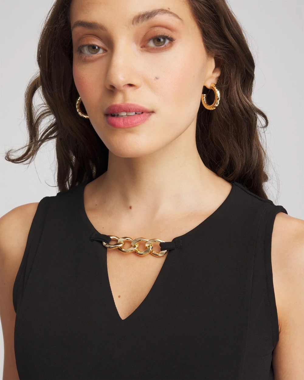 Chico's Petite Travelers™ Jersey Knit Chain-Trim Jumpsuit