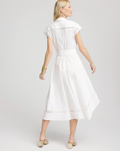 Chico's Petite Poplin Circle Trim Maxi Shirtdress