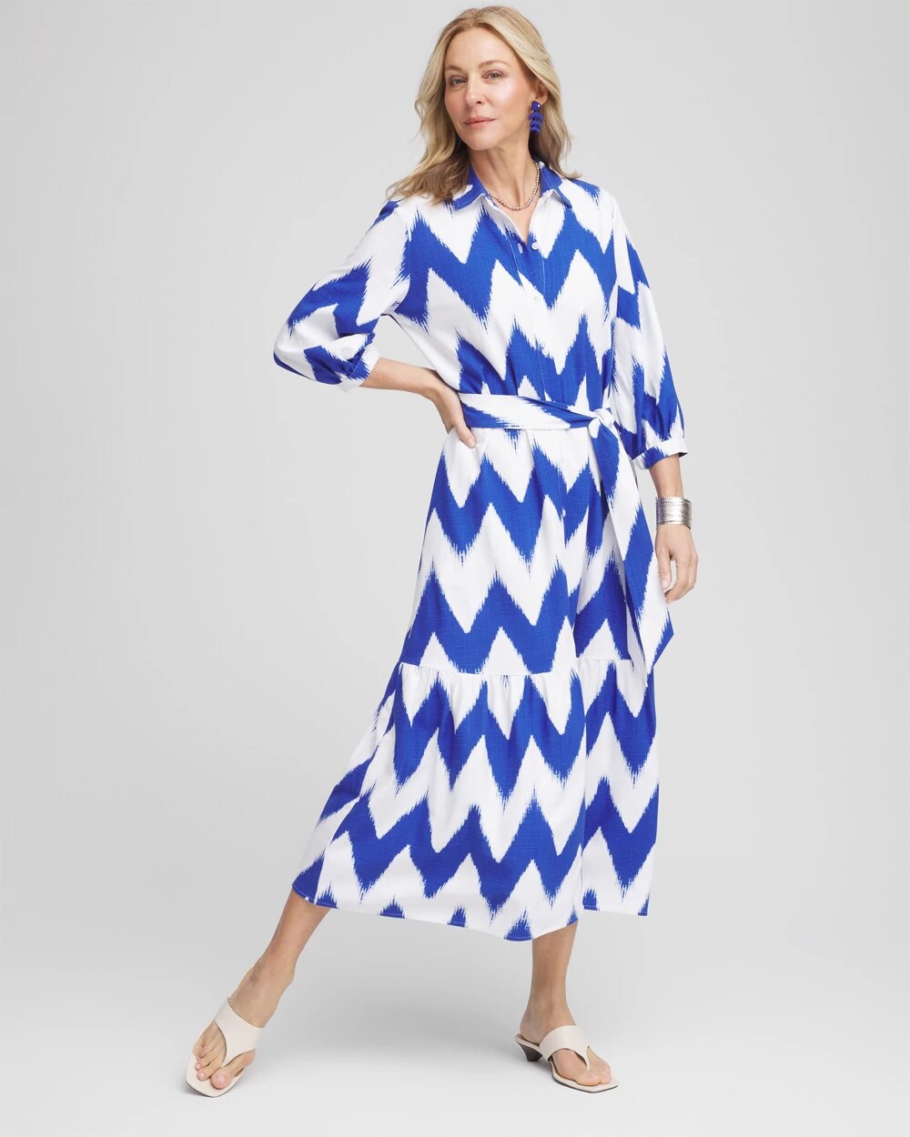 Chico's Petite Chevron Striped Shirtdress