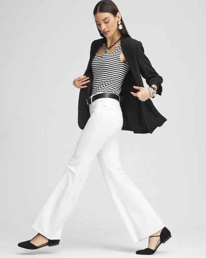 Chico's Petite Girlfriend No Stain Frayed Flared Jeans
