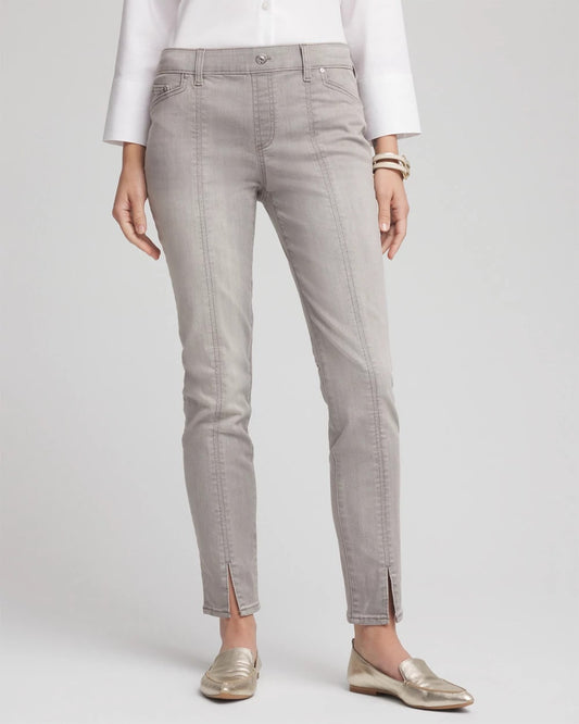 Chico's Petite Silver Pull-On Slim Ankle Jeggings
