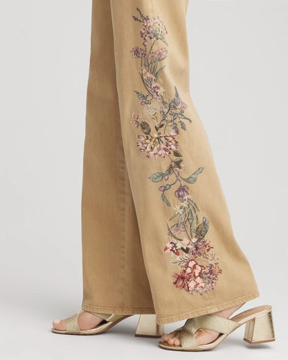 Chico's Petite Embroidered High-Rise Wide-Leg Jeans