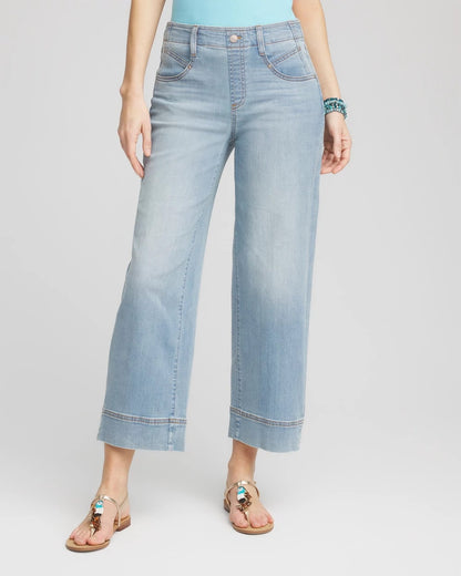 Chico's Petite Pull-On Wide Leg Cropped Jeans
