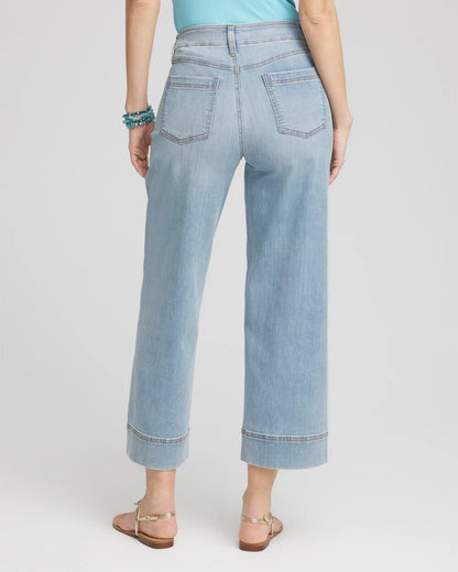 Chico's Petite Pull-On Wide Leg Cropped Jeans