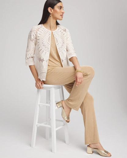 Chico's Travelers™ Collection Embroidered 3/4 Sleeve Jacket