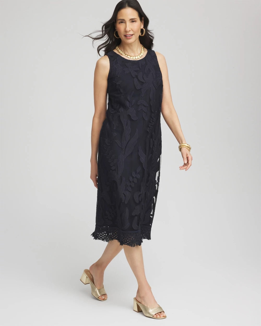 Chico's Travelers™ Mesh Appliqué Midi Dress