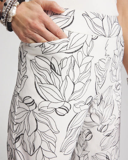 Chico's Brigitte™ Floral Embroidered Wide-Leg Cropped Pants